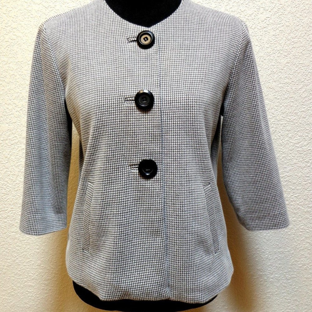 BLACK & WHITE TWEED BLAZER 10P - Picture 1 of 5